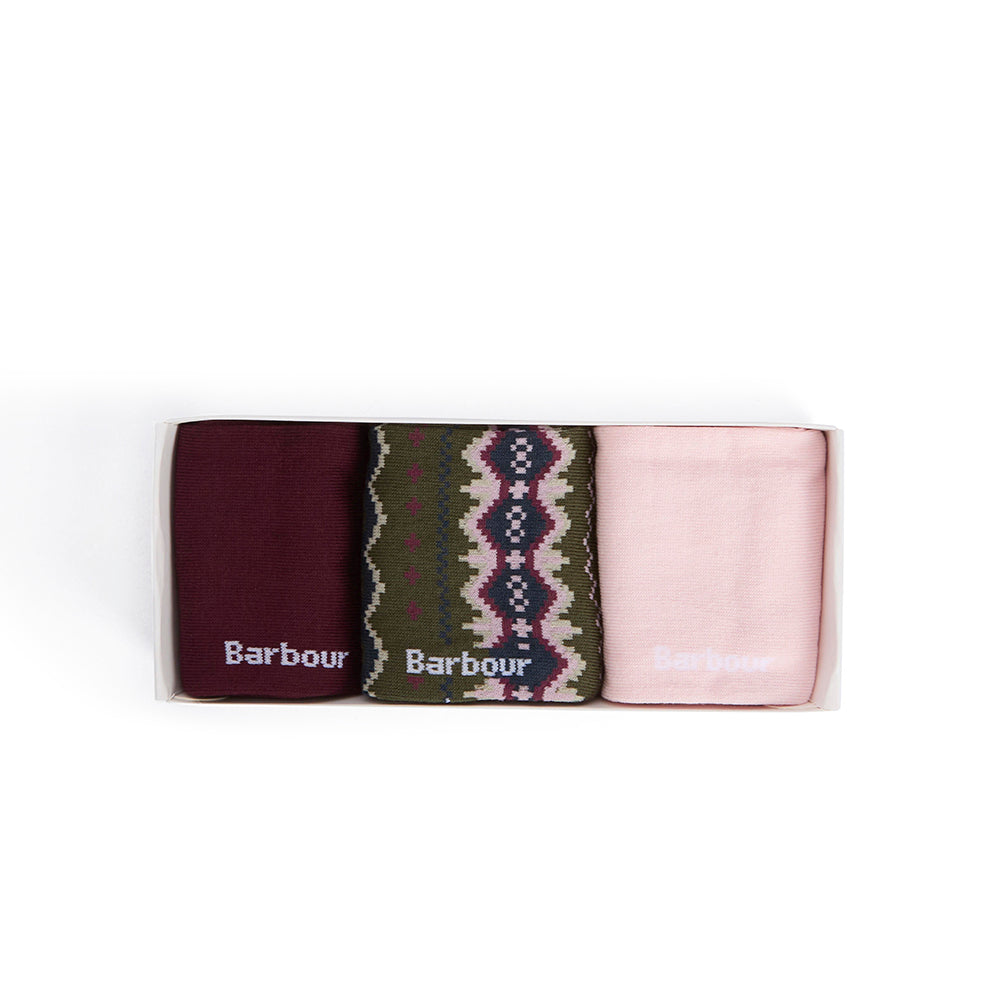 Barbour Helen Fair Isle Sock Gift Set Olive