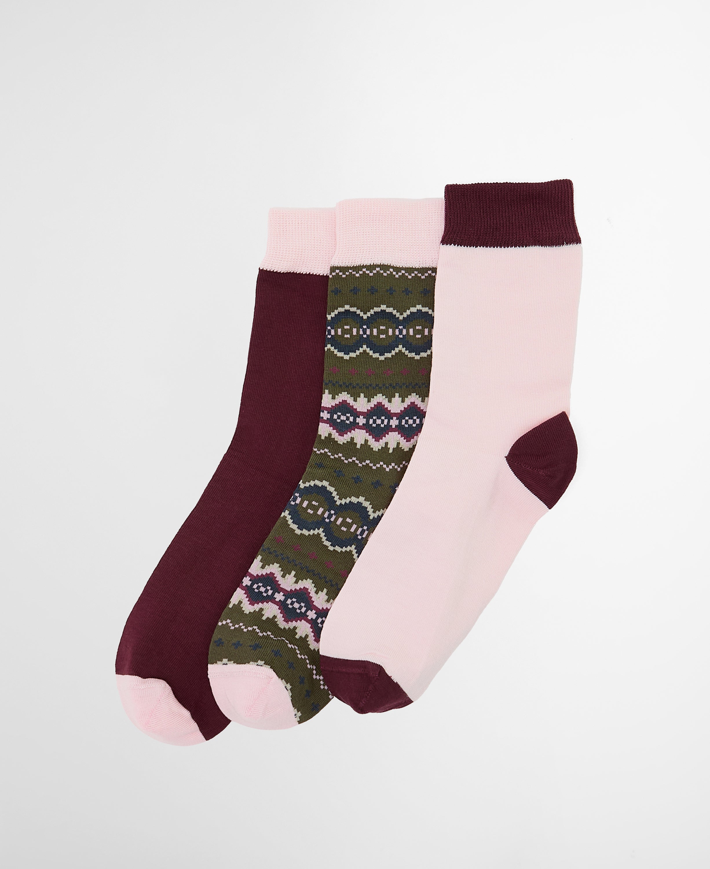 Barbour Helen Fair Isle Sock Gift Set Olive