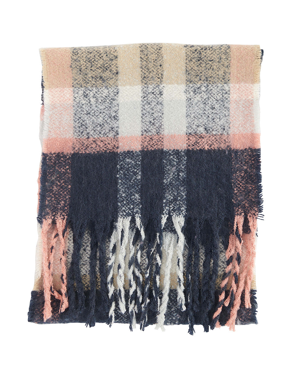 Barbour Rawson Check Scarf - Navy/Pink Rust