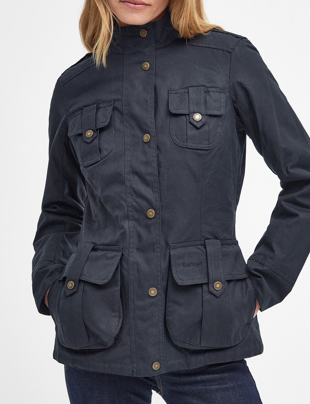 Barbour Winter Defence Wax Jacket - Navy/Classic Tartan