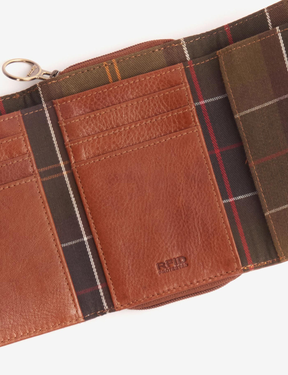 Barbour Laire Leather French Purse - Brown/Classic Tartan