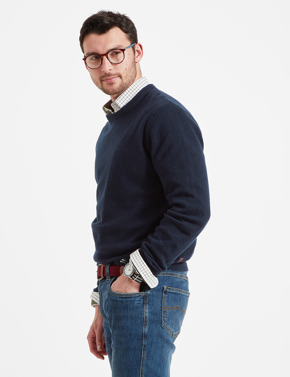 Schoffel Lambswool Crew Neck Jumper - Navy