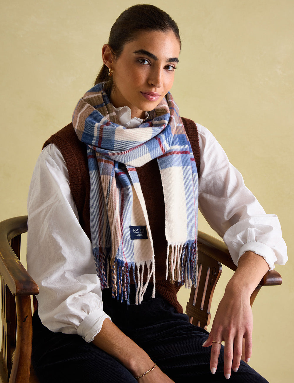 Joules Langtree Scarf - Cream Check