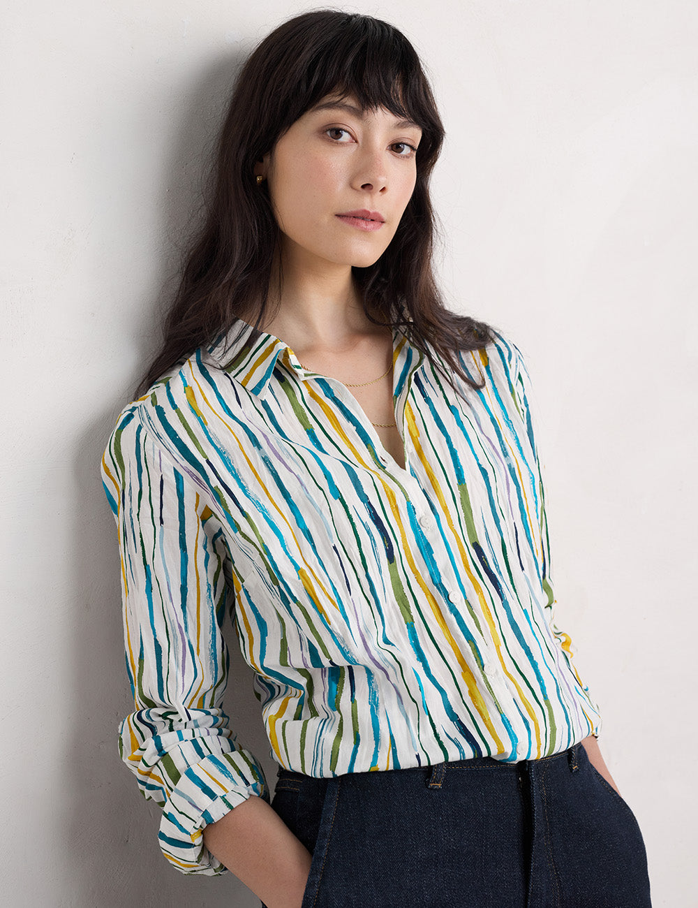 Seasalt Larissa Shirt - Painterly Stripe Chalk