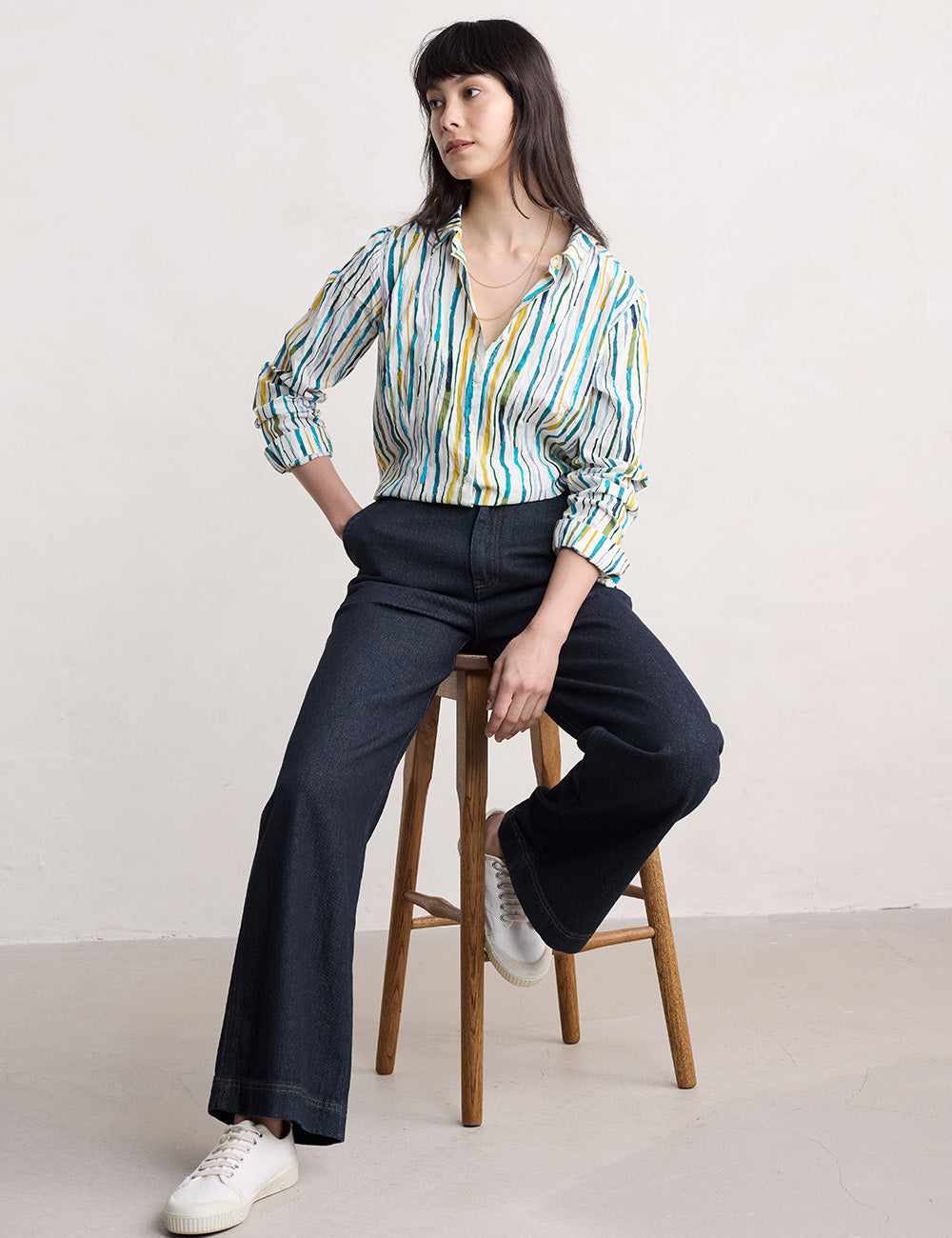 Seasalt Larissa Shirt - Painterly Stripe Chalk