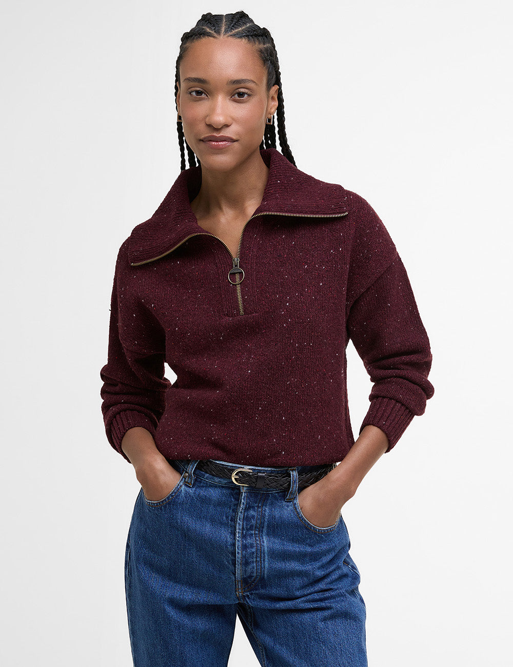 Barbour Lavensdale 1/2 Zip Knitted Jumper - Cherry