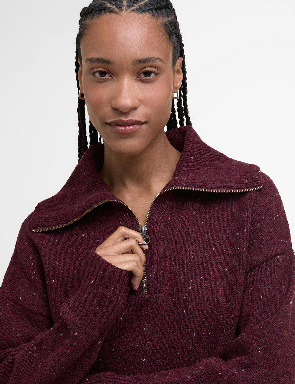 Barbour Lavensdale 1/2 Zip Knitted Jumper - Cherry