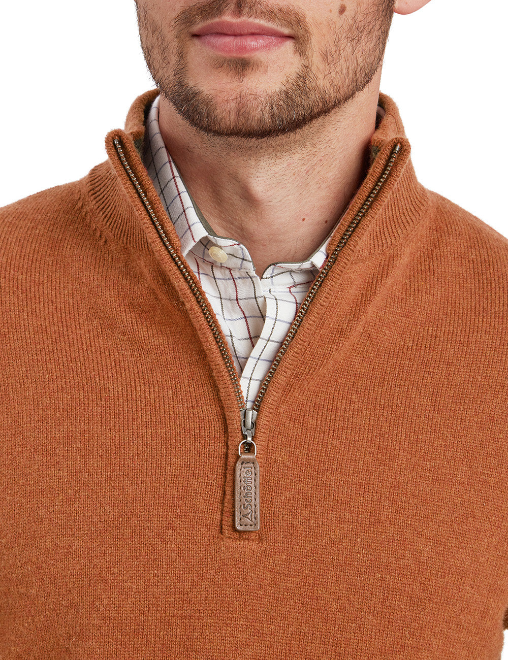 Schoffel Lewis Lambswool 1/4 Zip Jumper - Brick