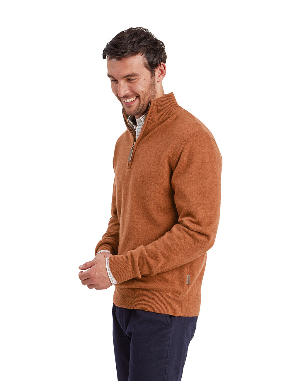 Schoffel Lewis Lambswool 1/4 Zip Jumper - Brick