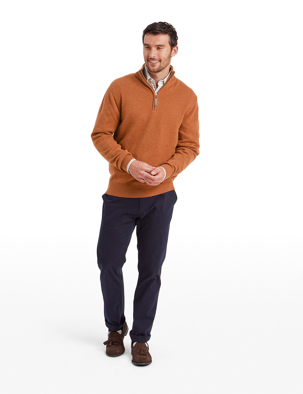 Schoffel Lewis Lambswool 1/4 Zip Jumper - Brick