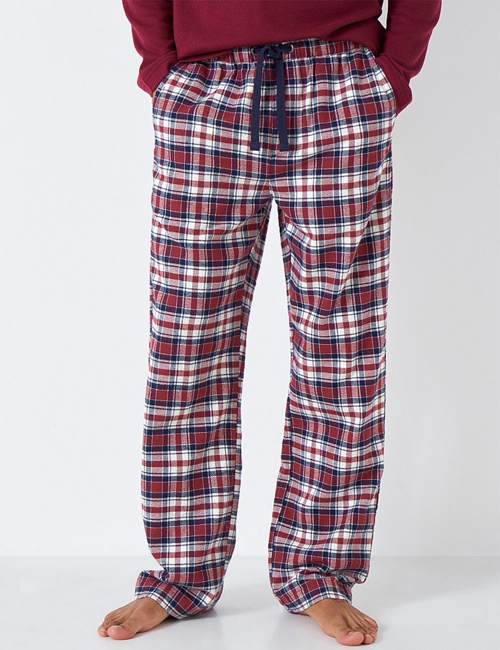 Crew Clothing Flannal Checked Lounge Trouser - Navy Cord Blue