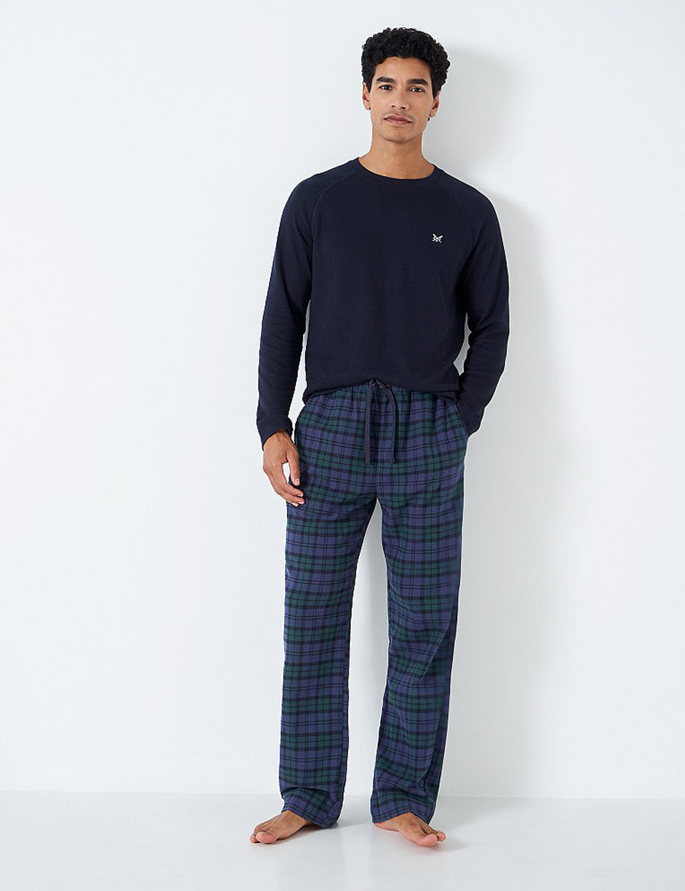Crew Clothing Flannal Checked Lounge Trouser - Navy Green Blue
