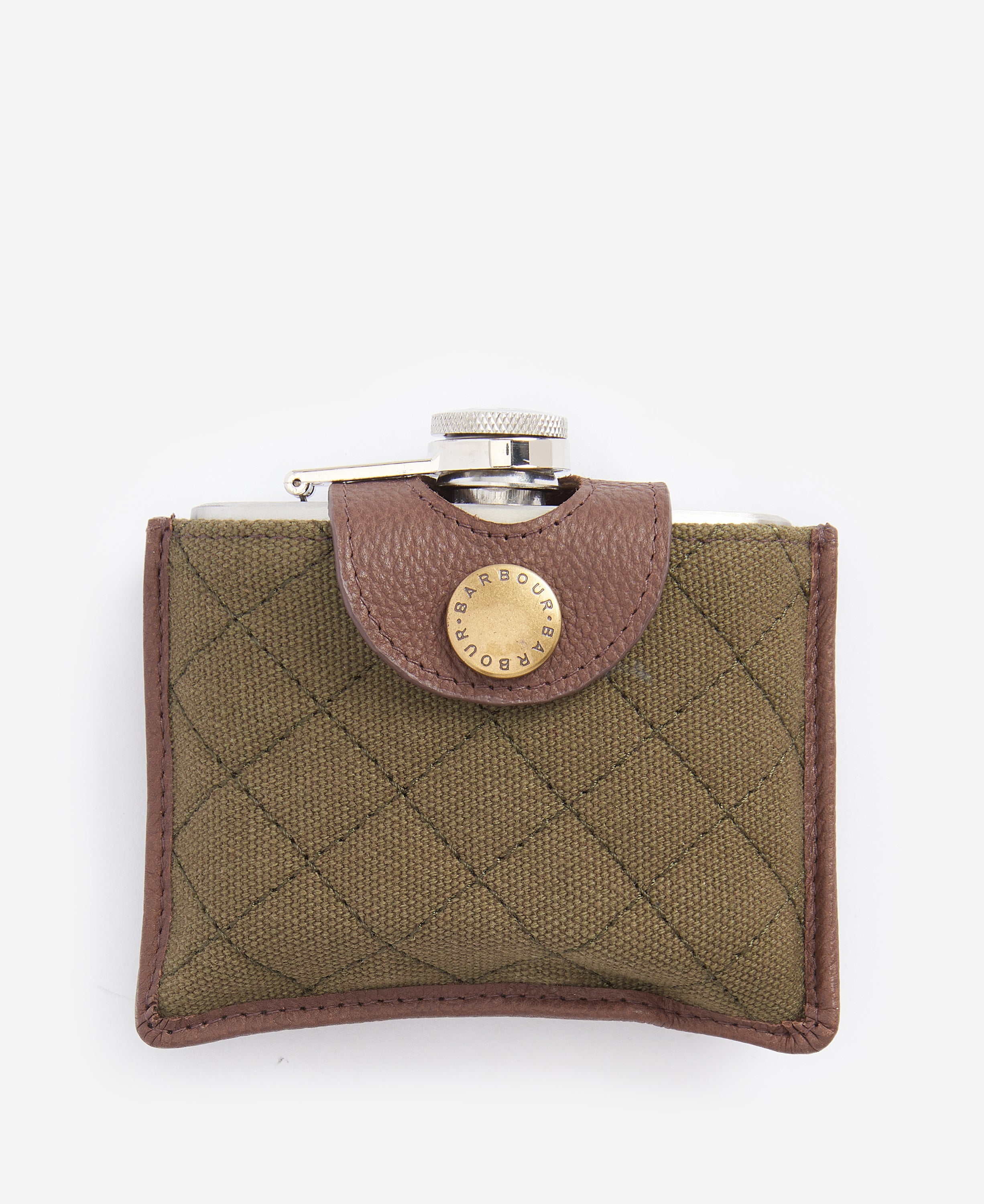 Barbour Quilted Padbury Hip Flask Olive