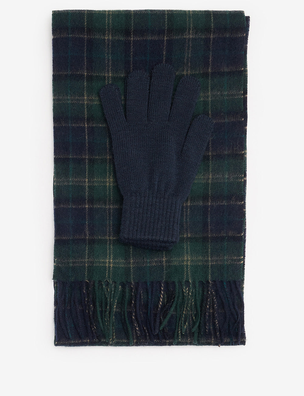 Barbour Tartan Scarf & Glove Set - Green loch Tartan