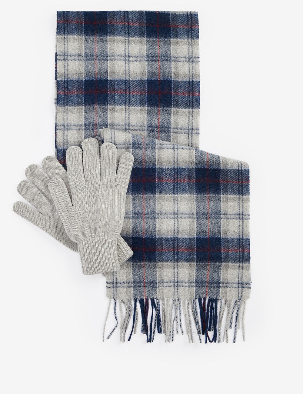 Barbour Tartan Scarf & Glove Set - Blue Granite