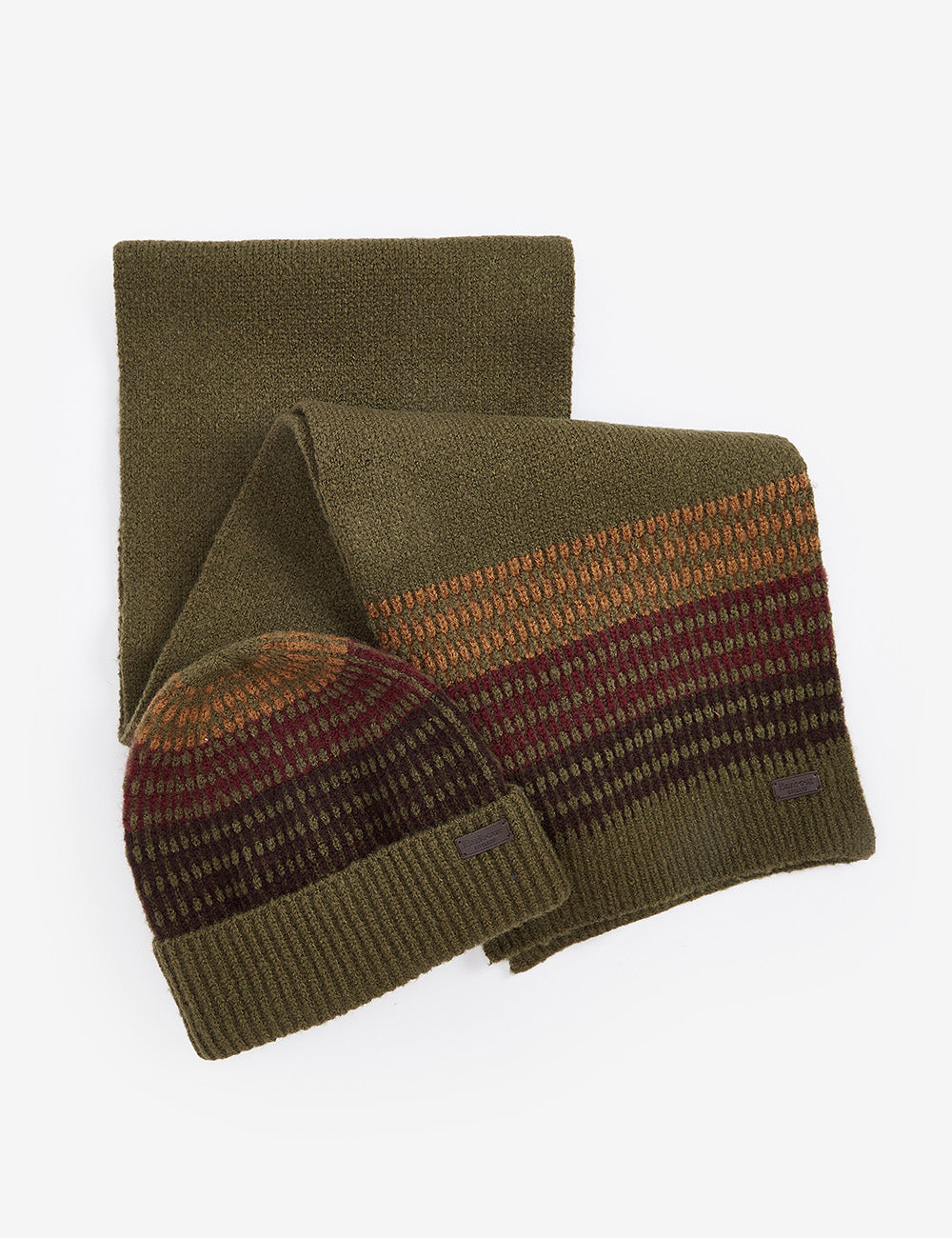 Barbour Branton Beanie & Scarf Set - Army Green