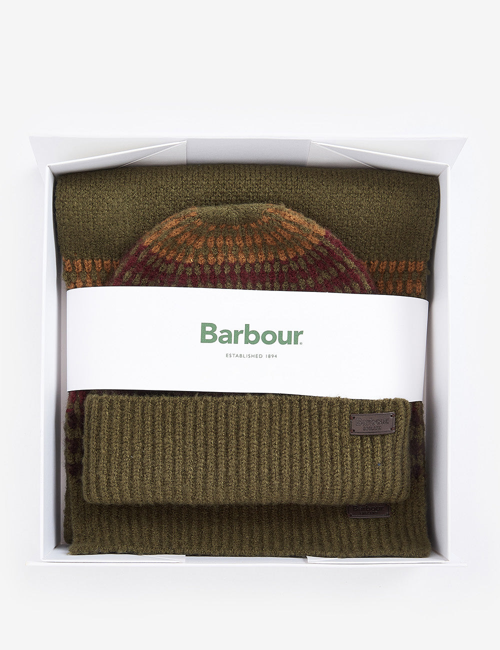 Barbour Branton Beanie & Scarf Set - Army Green