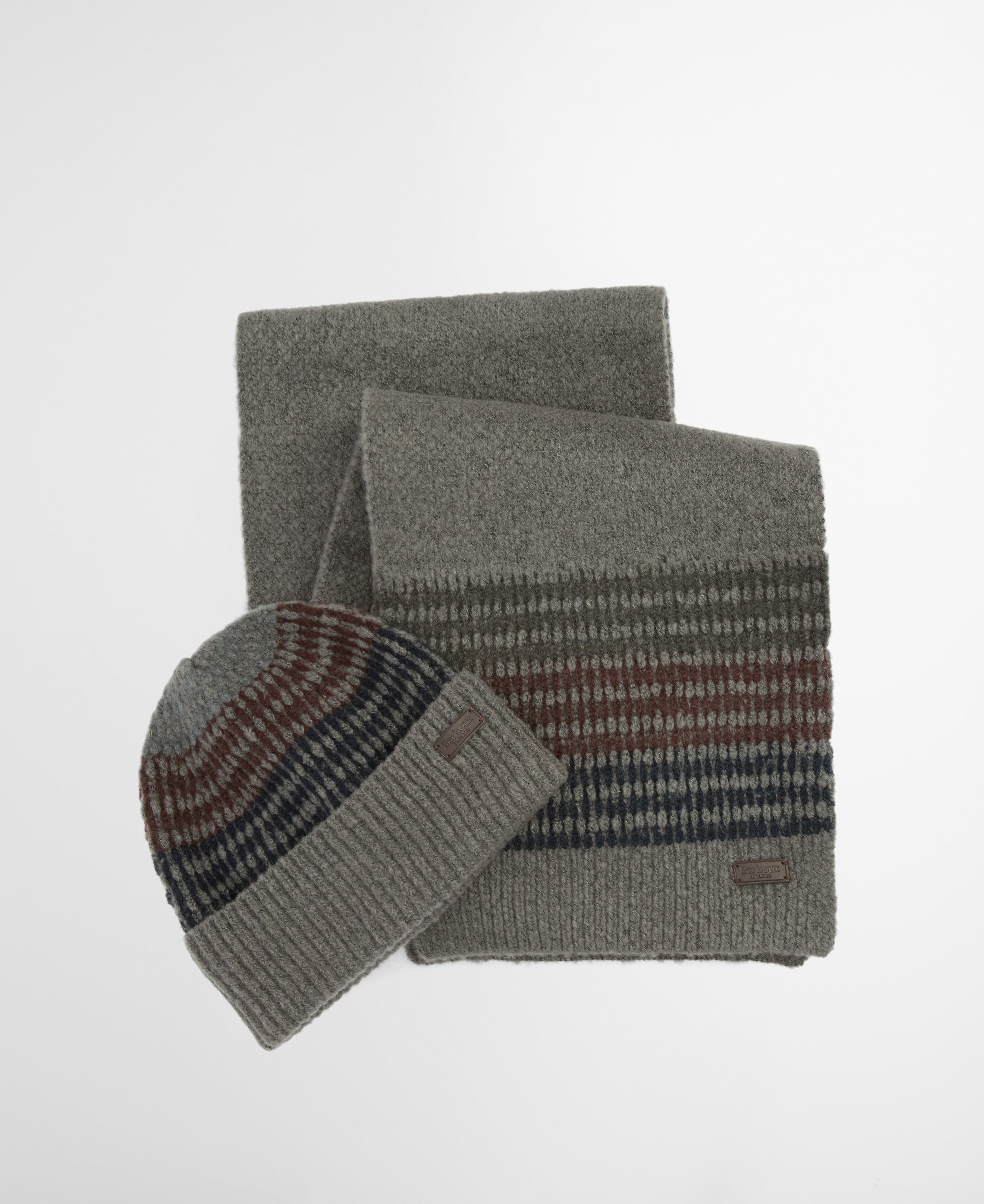 Barbour Branton Beanie & Scarf Gift Set Oak