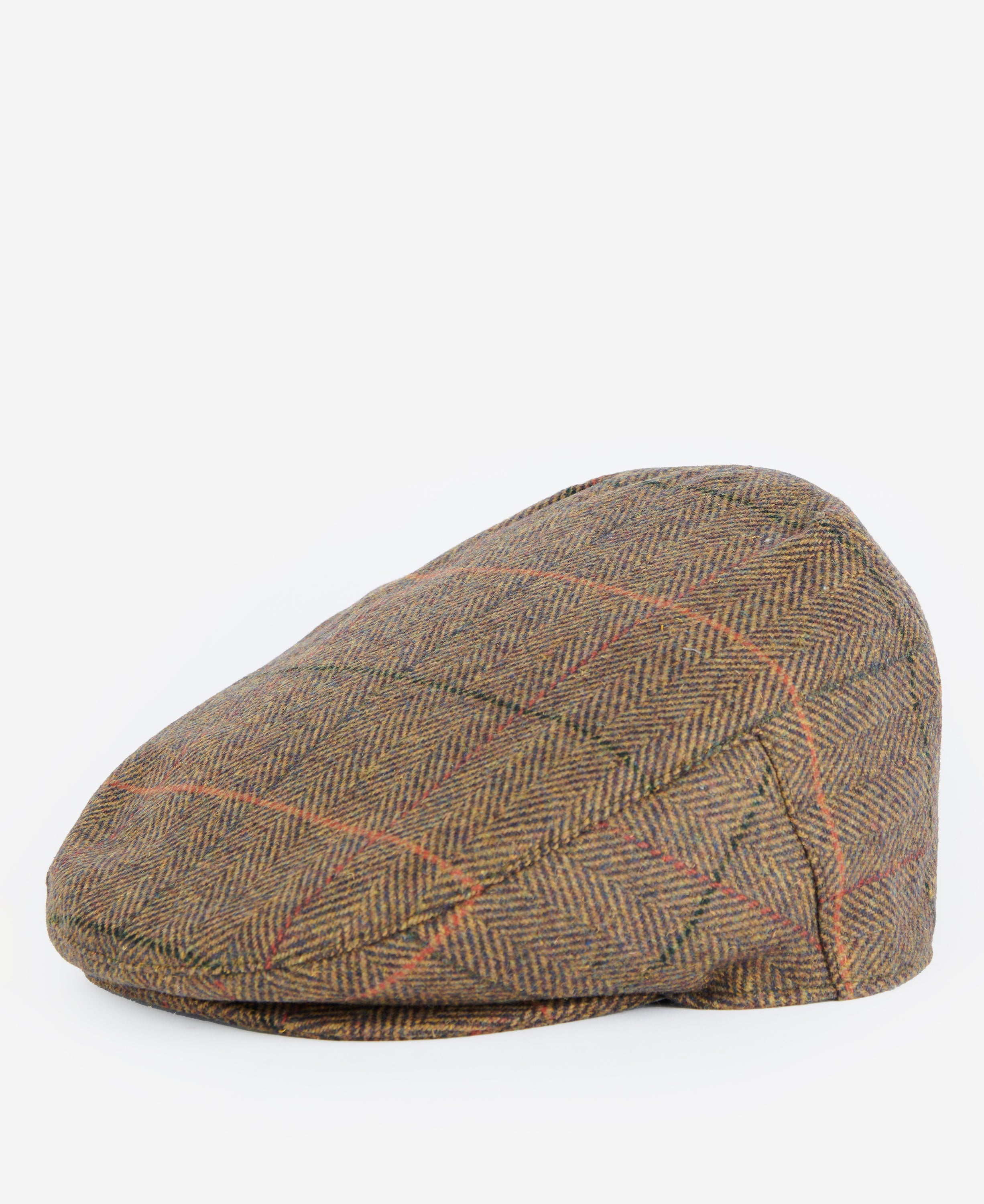 Barbour Wilkin Flat Cap - Olive/Orange/Red