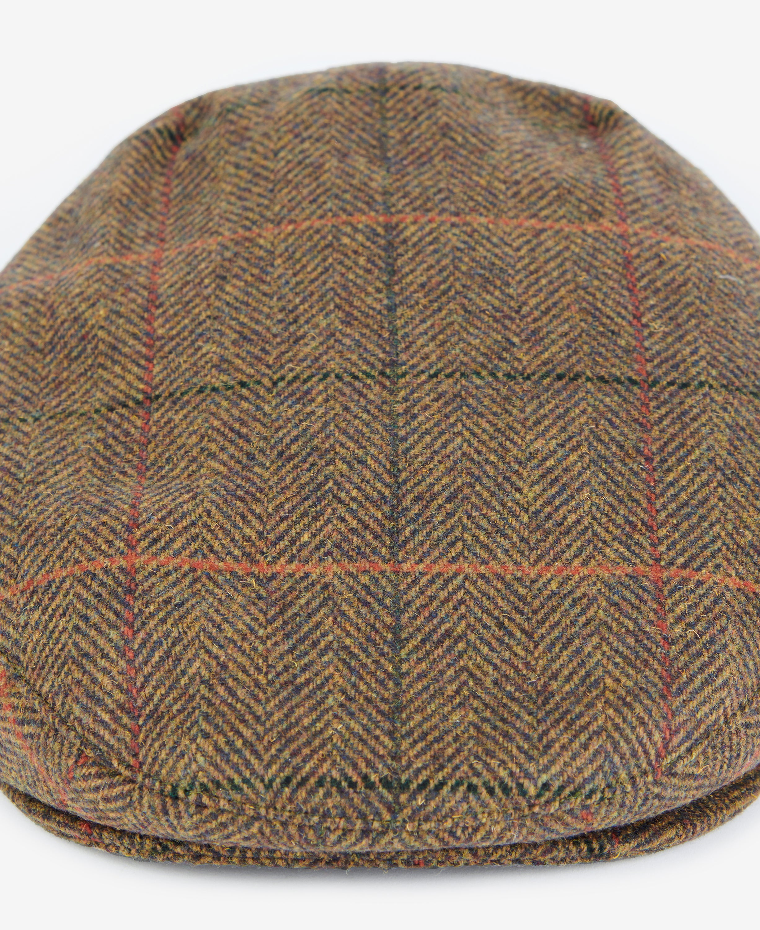 Barbour Wilkin Flat Cap - Olive/Orange/Red