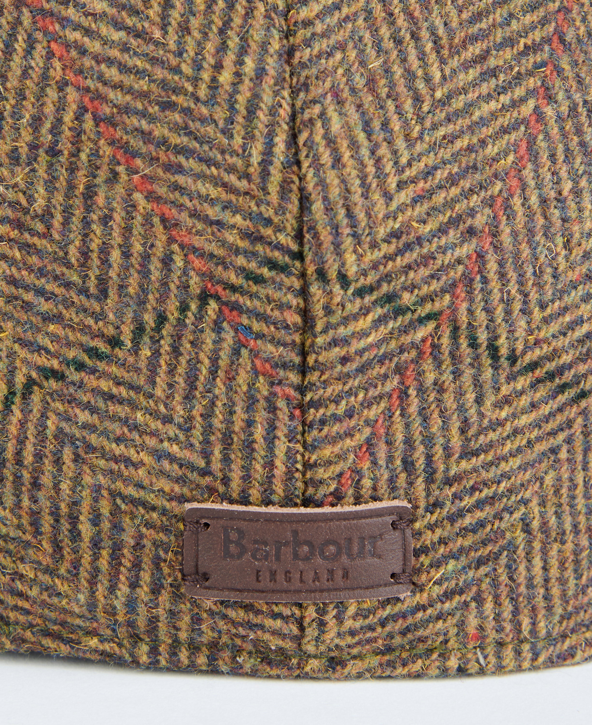 Barbour Wilkin Flat Cap Olive Orange Red