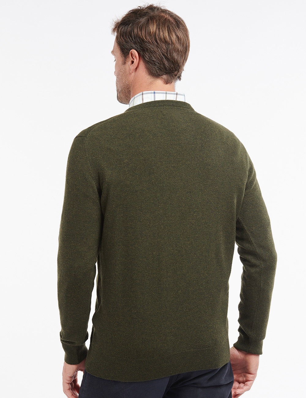 Barbour Essential Lambswool V Neck Jumper - Seaweed