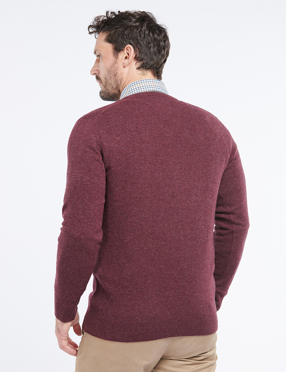 Barbour Essential Lambswool V Neck Jumper - Merlot