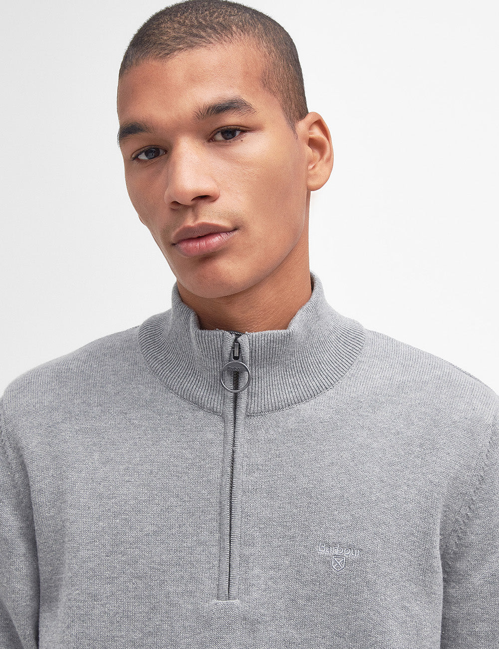 Barbour Pima Cotton 1/2 Zip Jumper - Grey Marl