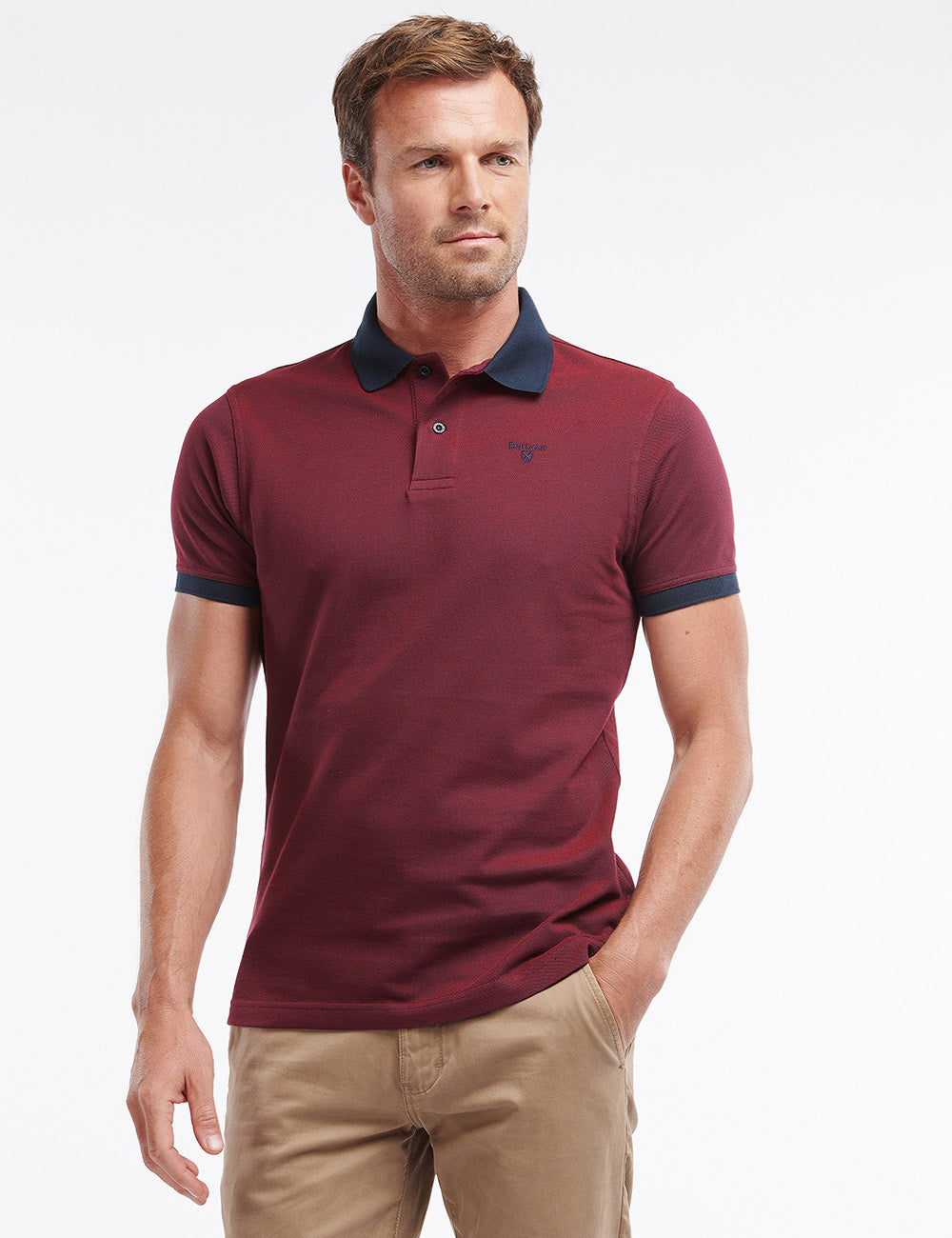 Barbour Sports Mix Polo Shirt - Dark Red