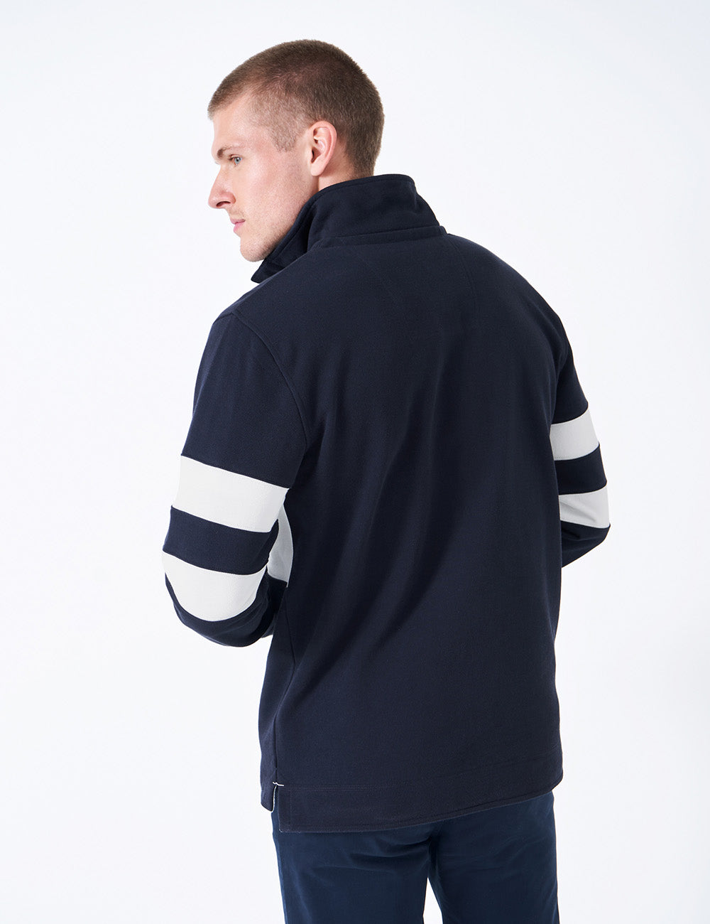 Crew Clothing Padstow Pique Sweatshirt - Navy/White Stripe