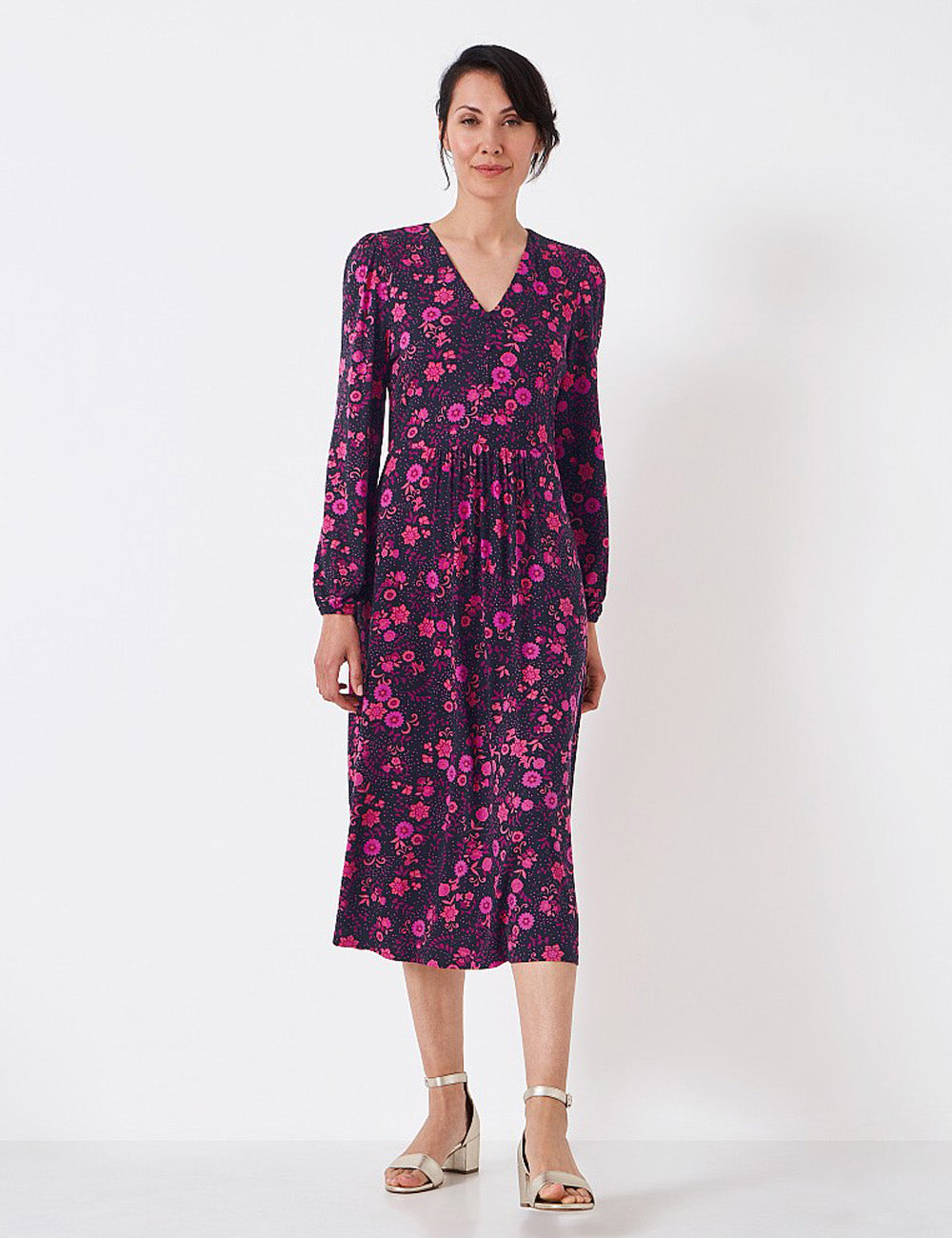 Crew Clothing Martha Jersey Dress - Pink Floral