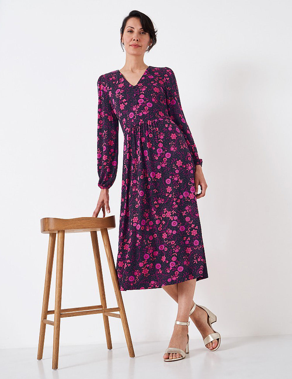 Crew Clothing Martha Jersey Dress - Pink Floral