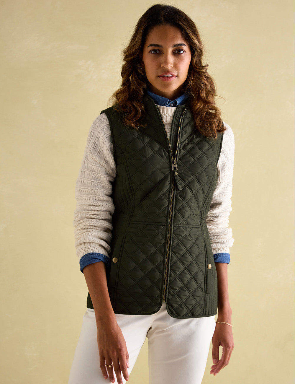 Joules Minx Diamond Quilt Gilet - Rosemary Green