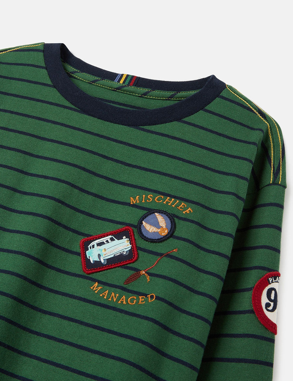 Joules Harry Potter™ Mischief Managed T-Shirt - Green/Navy Stripe