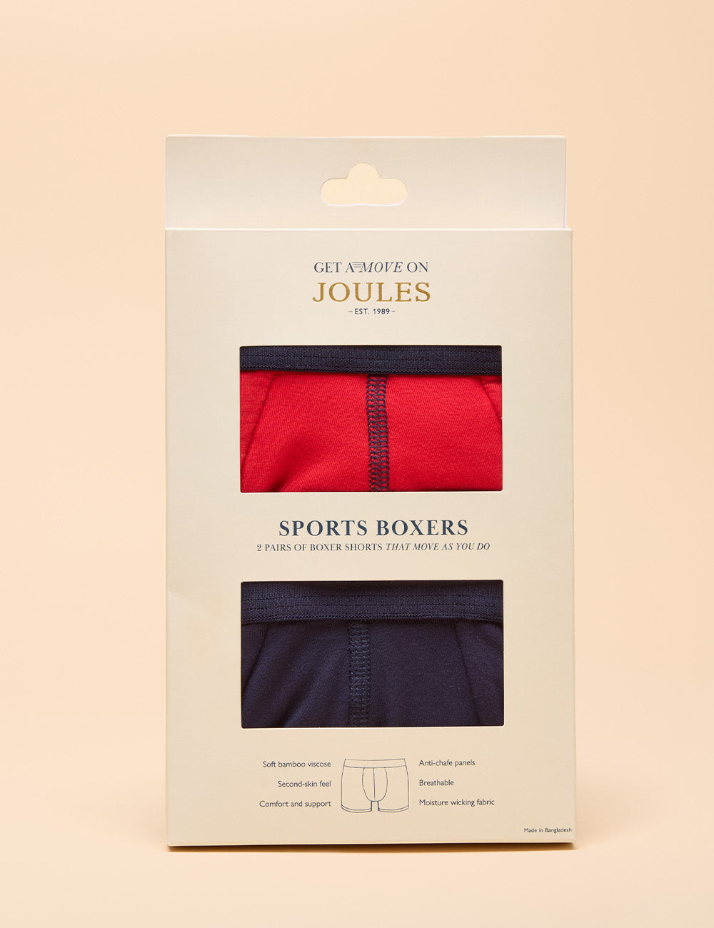 Joules Movement Two Pack Of Boxers - Red/Navy