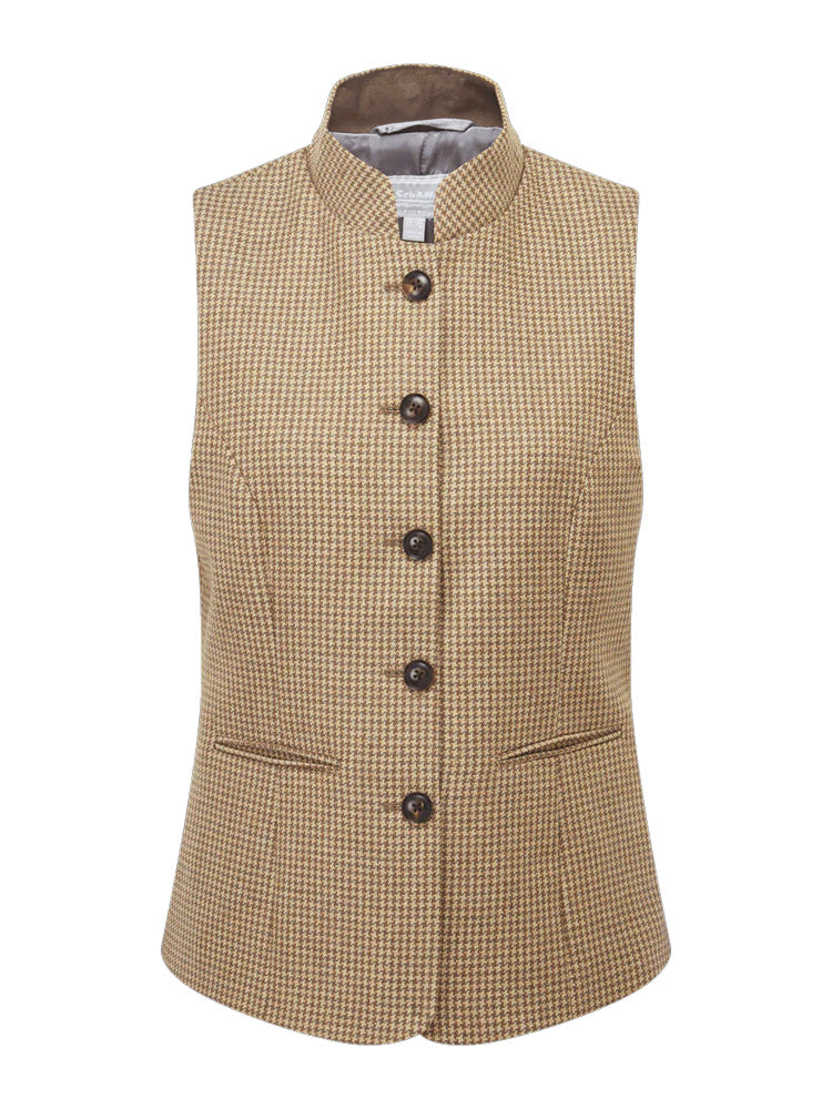 Schoffel Millport Tweed Nehru Waistcoat Houndstooth Tweed