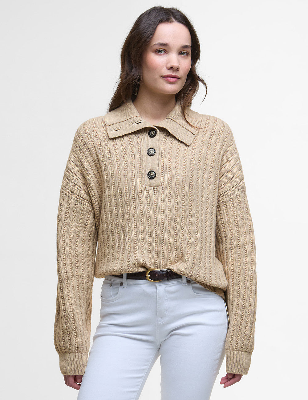 Barbour Norham Knitted Jumper - Oatmeal