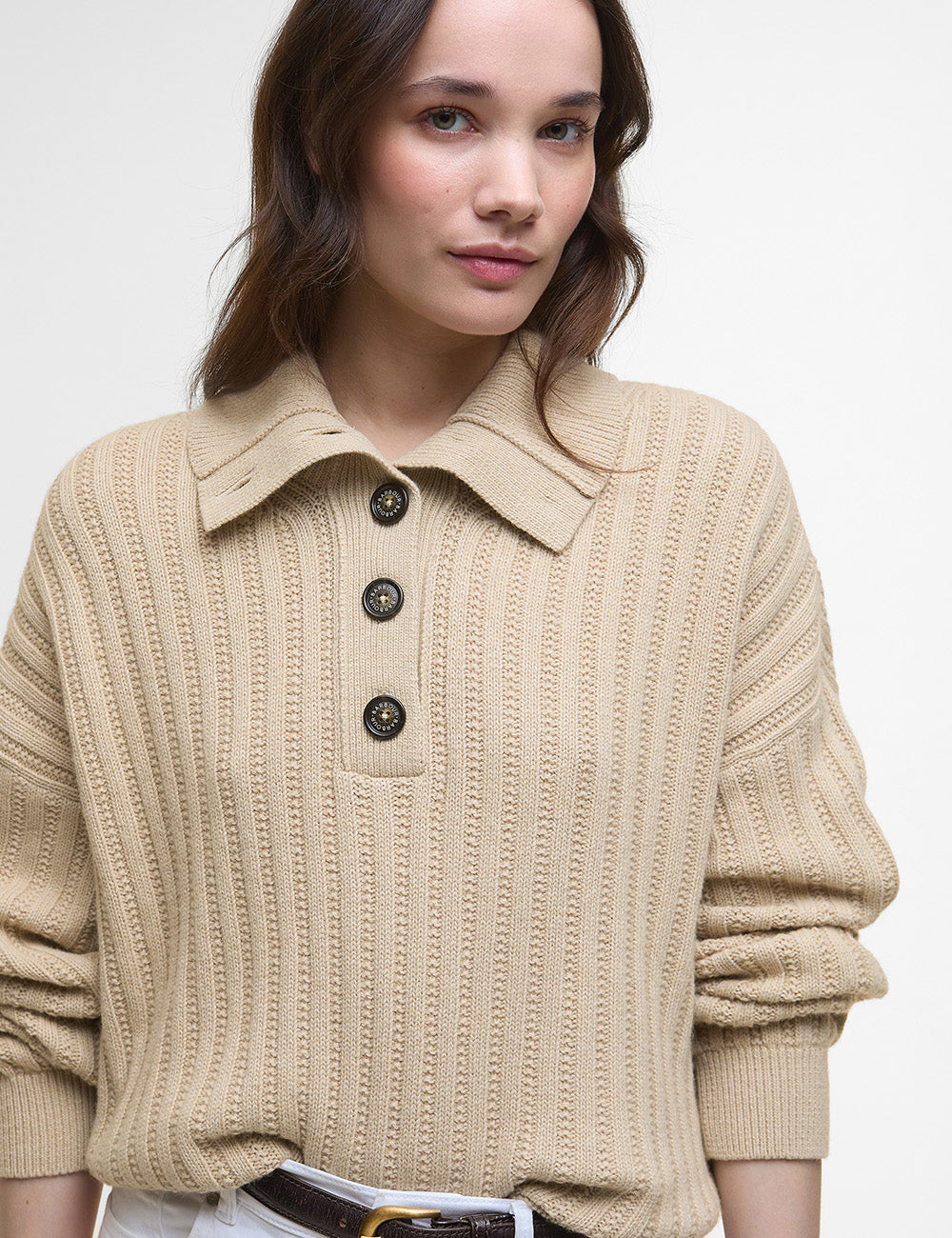 Barbour Norham Knitted Jumper - Oatmeal