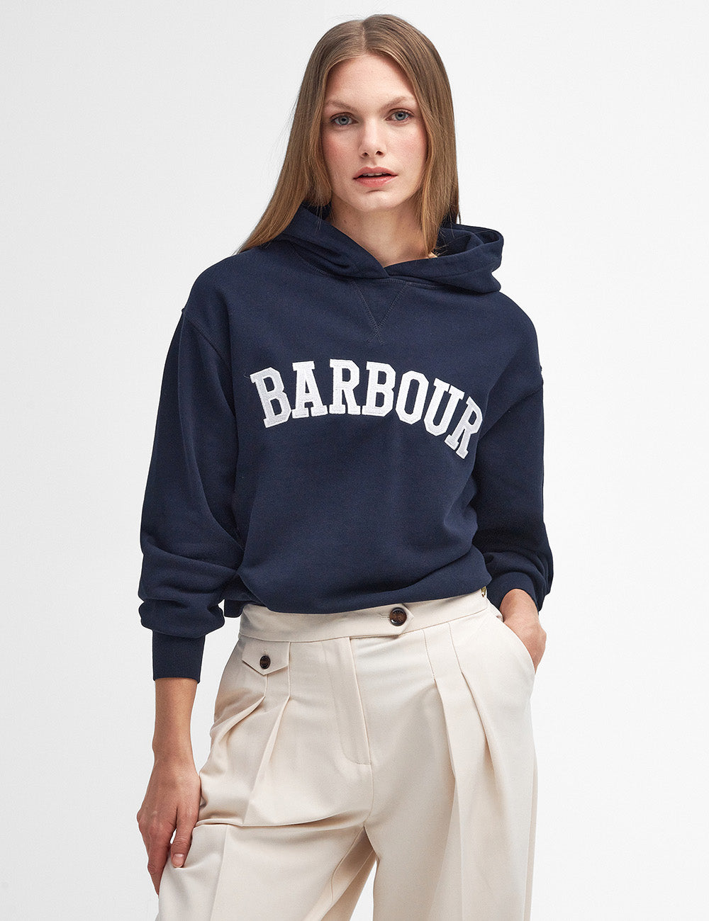 Barbour Northumberland Hoodie - Navy/White