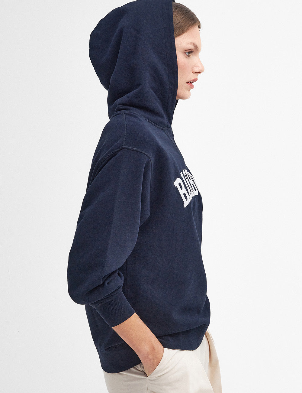 Barbour Northumberland Hoodie - Navy/White