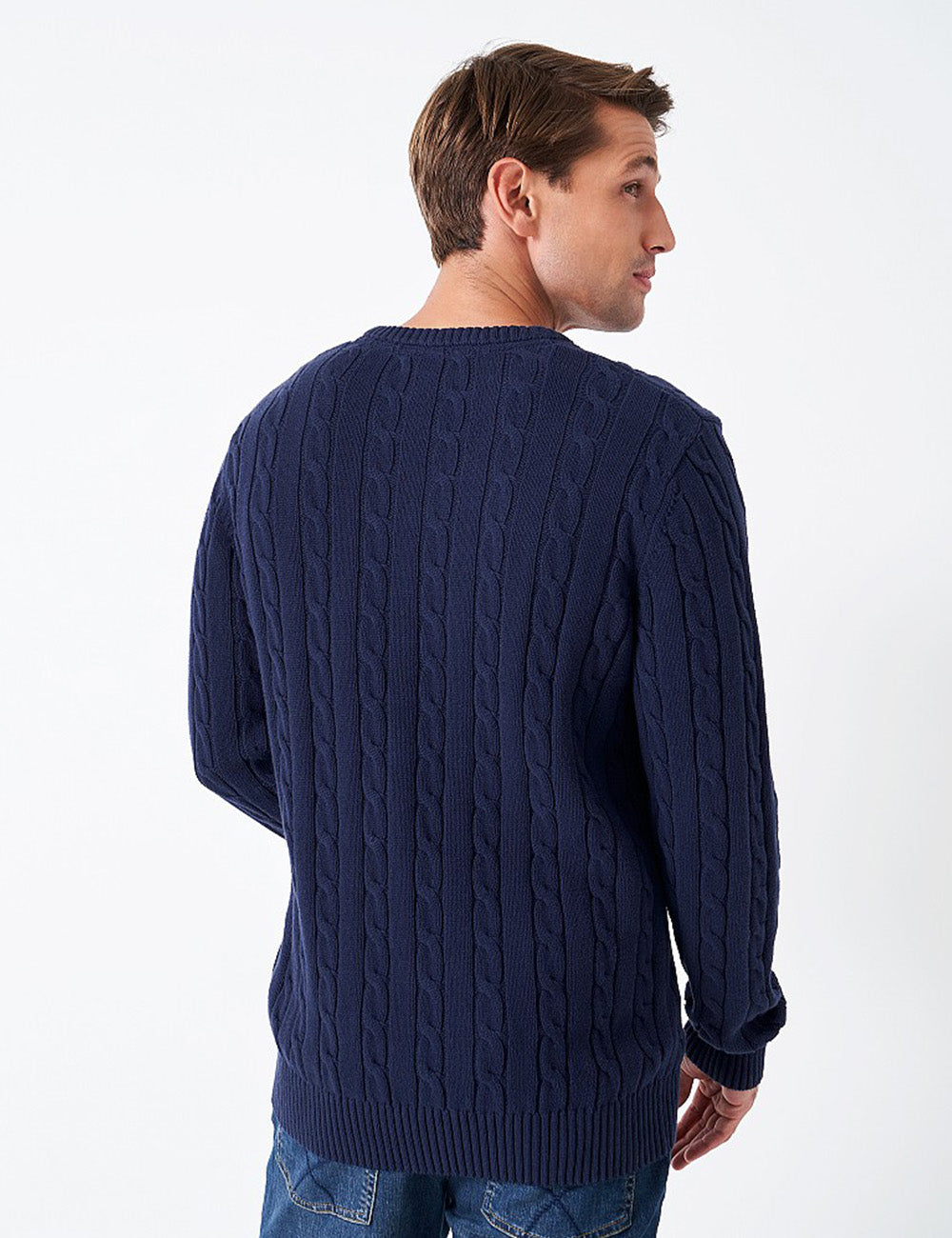 Crew Clothing Oarsman Cable Jumper - Dark Navy