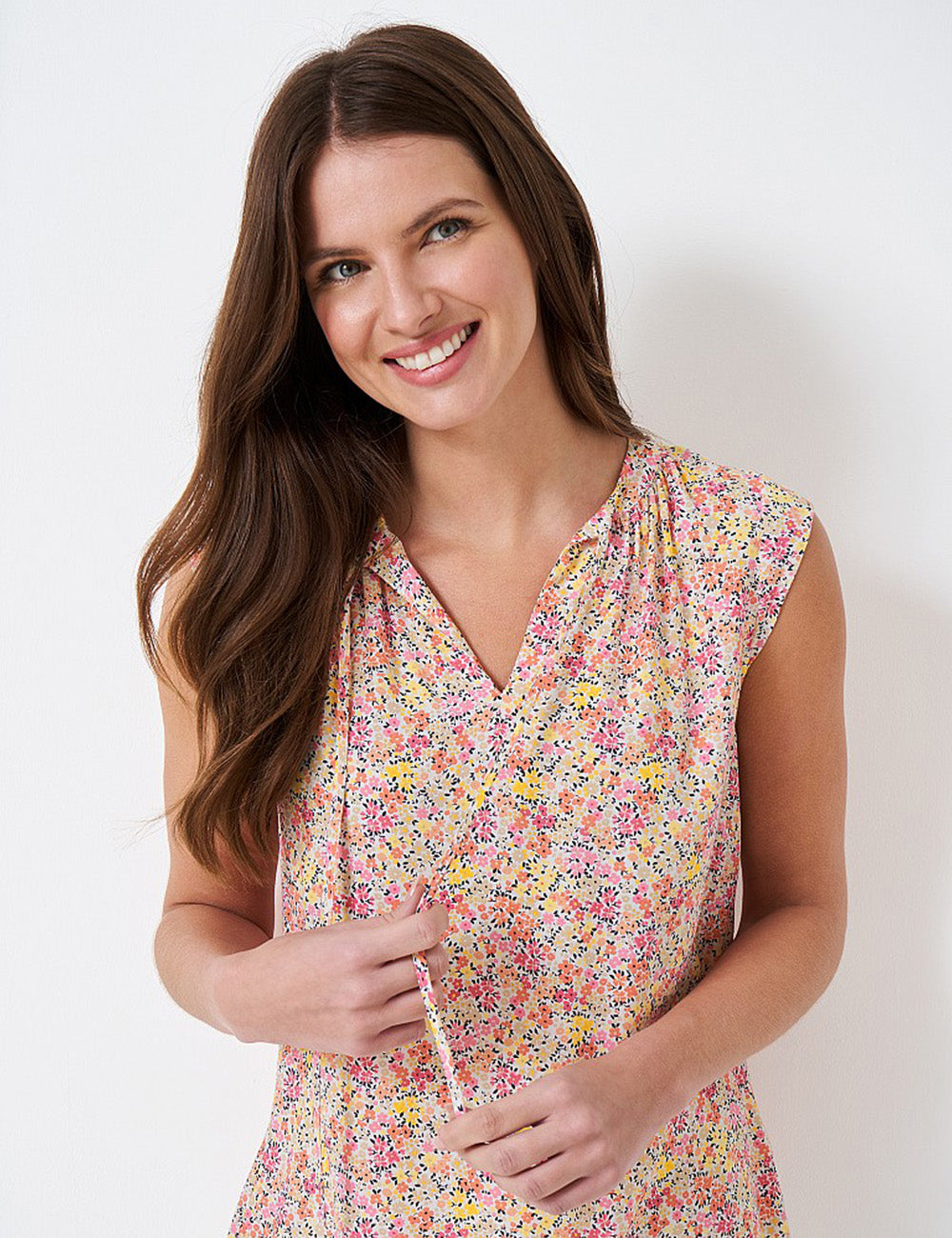 Crew Clothing Olivia Top - Pink Floral