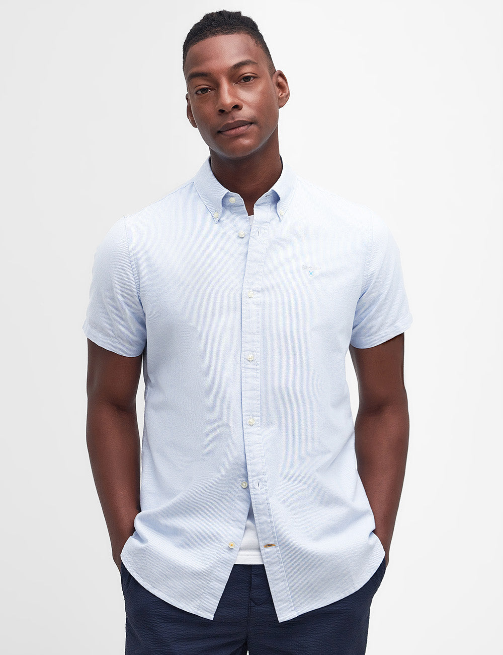 Barbour Striped Oxtown Tailored Shirt - Sky Blue