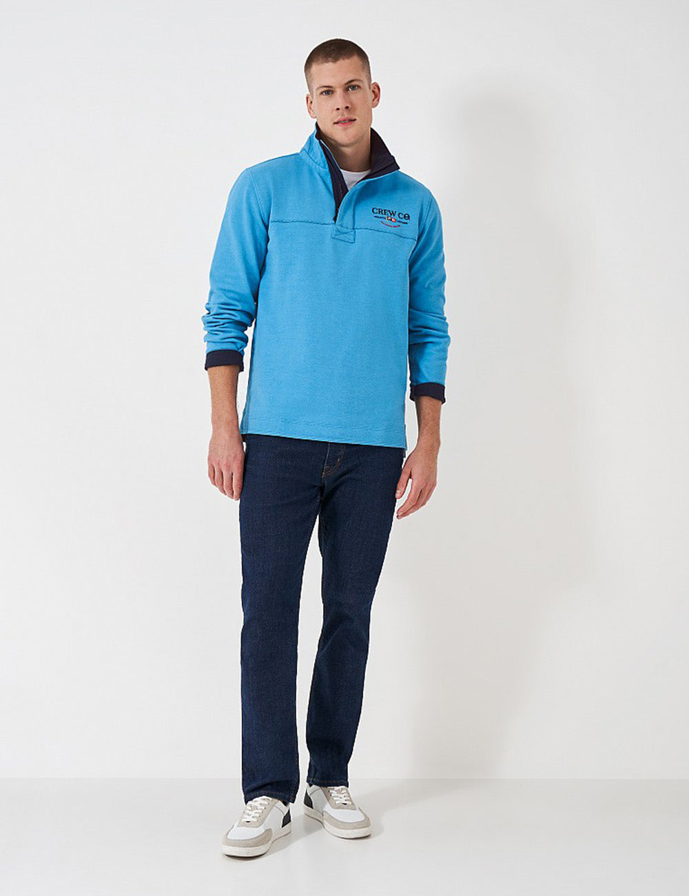 Crew Clothing Padstow Pique Sweatshirt - Mediterranean Blue