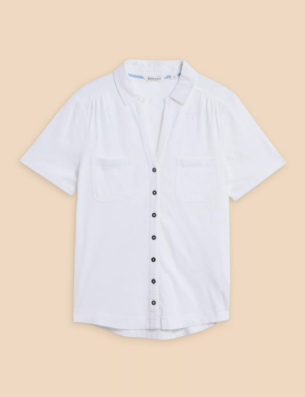 White Stuff Penny Pocket Embroidered Shirt - Pale Ivory