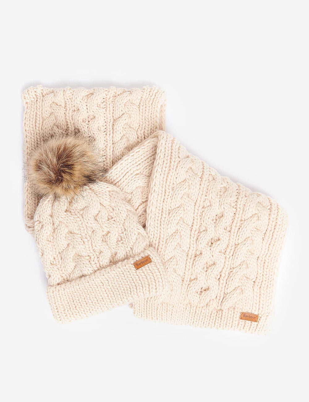 Barbour Penshaw Beanie & Scarf Set - Blush Pink