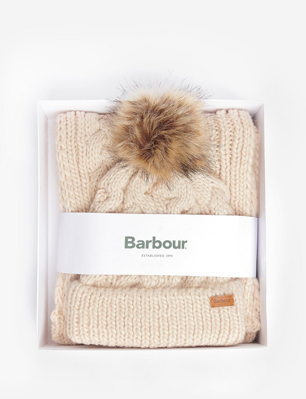 Barbour Penshaw Beanie & Scarf Set - Blush Pink