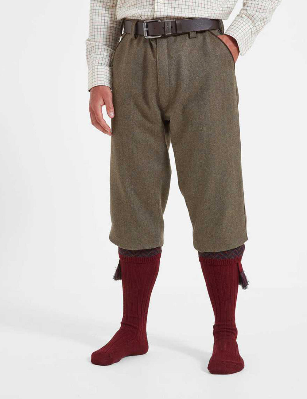 Schoffel Ptarmigan Tweed Plus Twos - Loden Green Herringbone Tweed