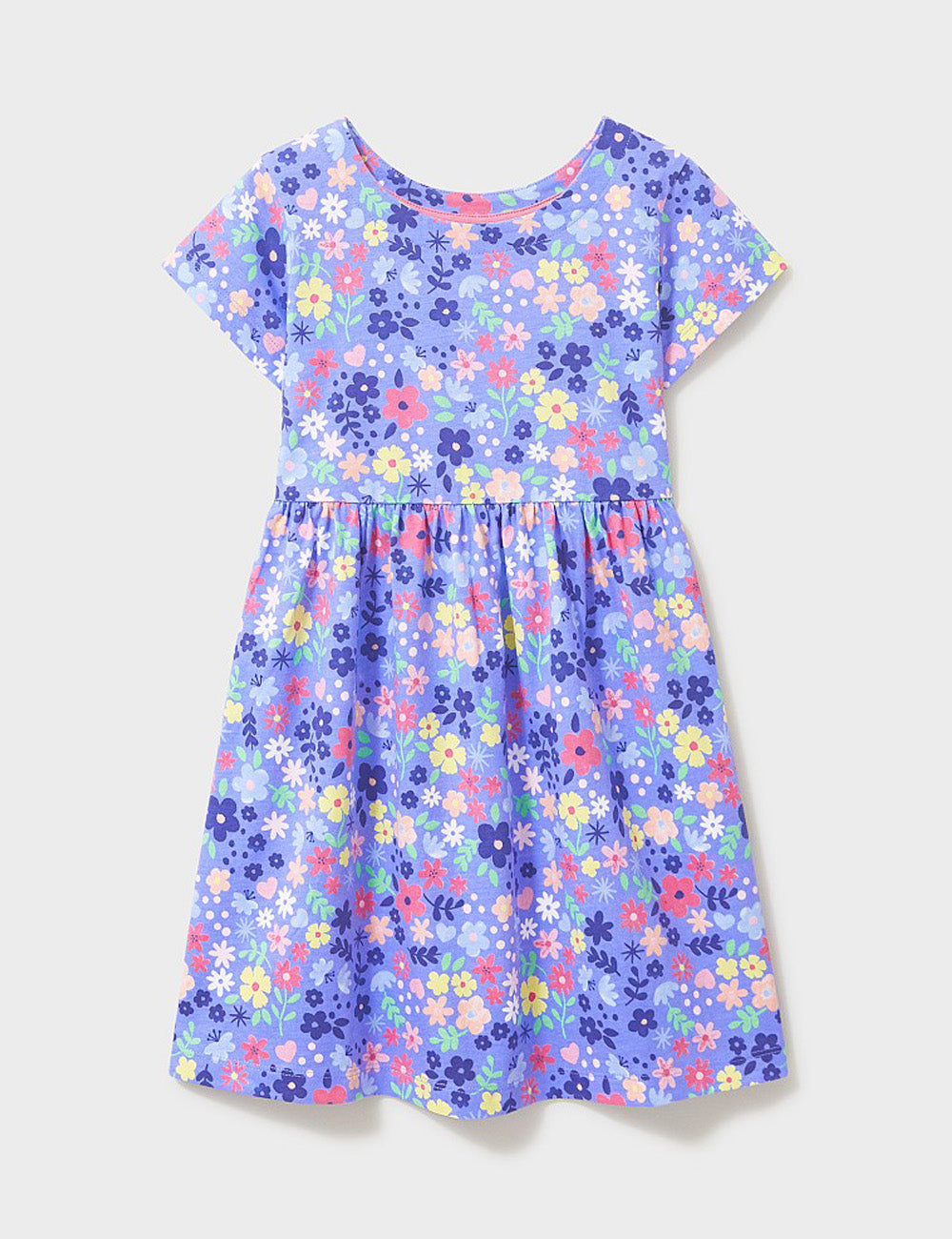 Crew Clothing Printed Floral Dress - Blue Multi