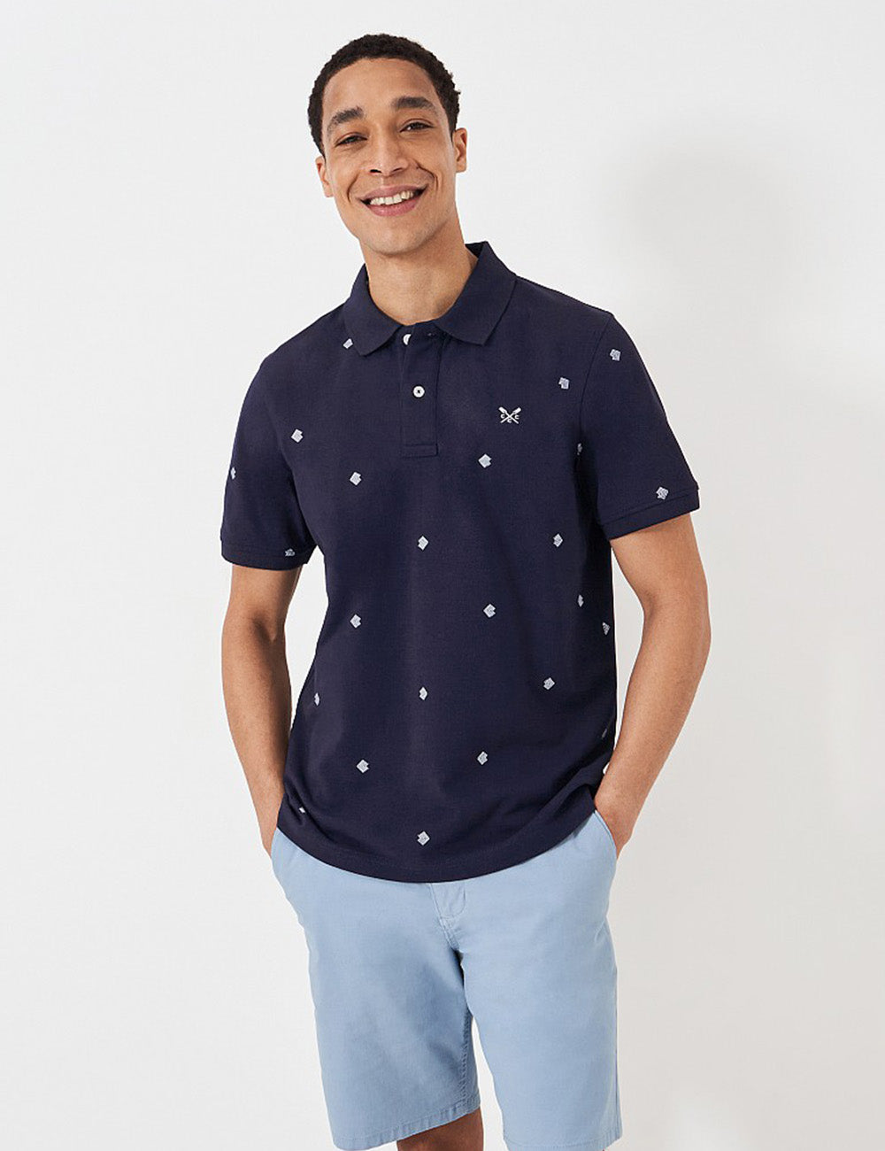 Crew Clothing Printed Polo Shirt - Heritage Dark Navy